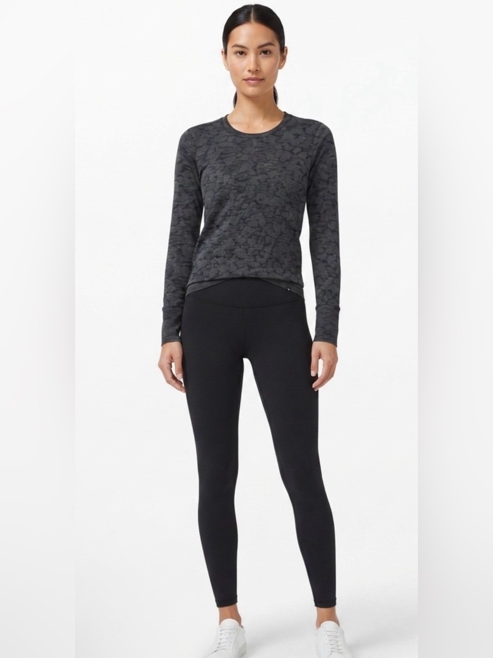 Lululemon Women's Charcoal -Print Long Sleeve Top
